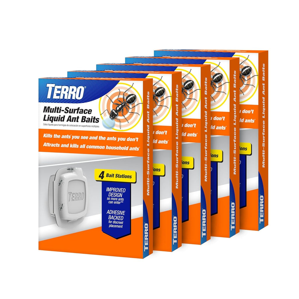TERRO Indoor Liquid Ant Baits with Adhesive Strips for Discreet Baiting - TERRO Ant Trap and Bait Station - 8 Pack - T334SR