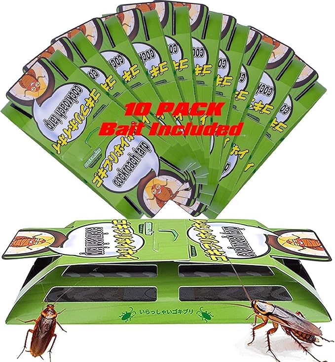 Cockroach Traps,Roach Traps,Cockroach Bait,Roach Motel,Child & Pet Friendly (10 Pack)