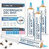 Ready-to-Use Cockroach Gel Bait, Roach Killer Indoor & Outdoor, Effective Cockroach Control - 4 Tubes x 30 Grams