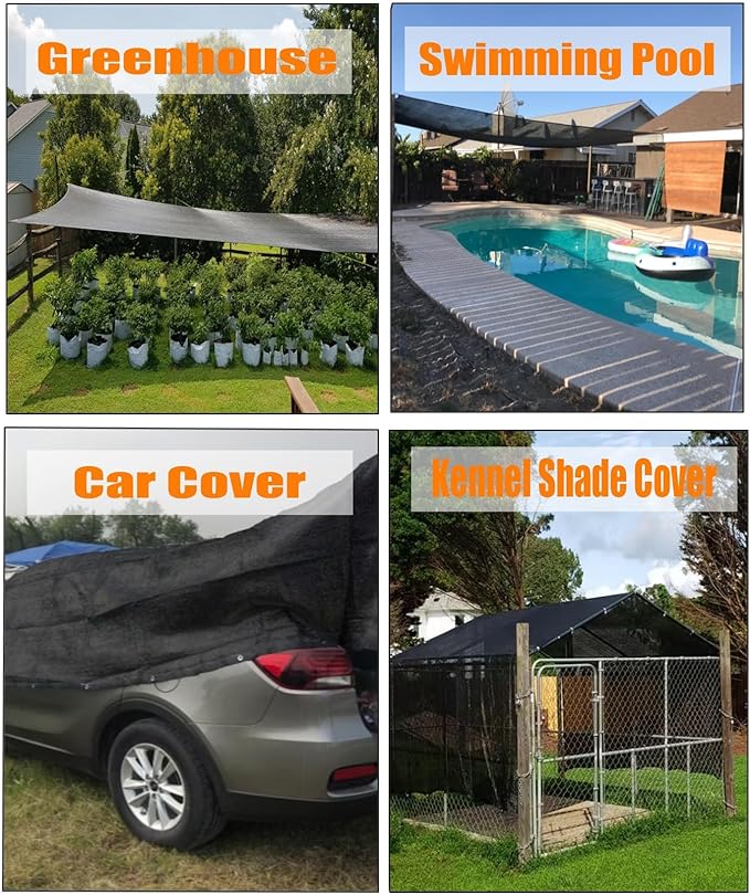 e.share Shade Cloth, 40%-50% Sunblock UV Protection, 6 FT X 20 FT, Black Sun Mesh Net for Garden Plant Cover,Flowers,Greenhouse,Patio,Vegetables,Chicken Coops