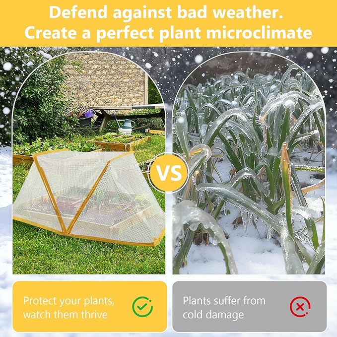 32″*14″*13″ Foldable Garden Row Accelerator Plants Cover Freeze Protection, Reusable Mini Greenhouse Cover for Raised Garden Bed Frost Covers for Plant Vegetable Seedling Protector, 3 Pack