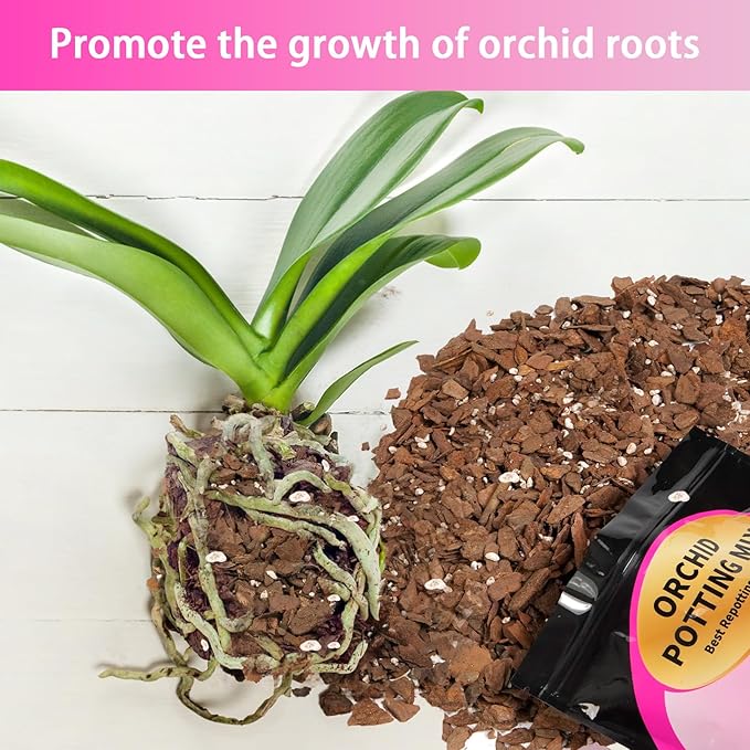 Orchid Potting Mix 1qt，Orchid Soil Composed of Orchid Bark and Perlite，Premium Orchid Medium for Potting, Repotting, Enhanced Drainage, Air Flow & Root Ventilation