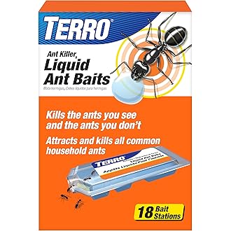 TERRO T1804-6 Outdoor Ready-to-Use Liquid Ant Bait Killer and Trap - Kills Common Household Ants - 4 Bait Stations