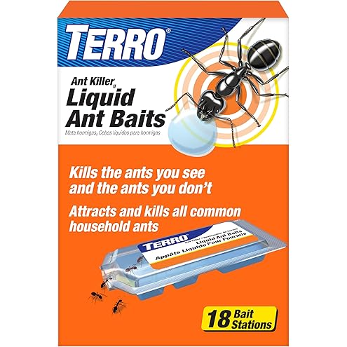 TERRO T1804-6 Outdoor Ready-to-Use Liquid Ant Bait Killer and Trap - Kills Common Household Ants - 4 Bait Stations