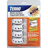 TERRO Indoor Liquid Ant Baits with Adhesive Strips for Discreet Baiting - TERRO Ant Trap and Bait Station - 8 Pack - T334SR