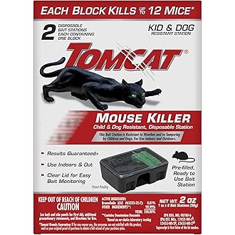 Tomcat Rat & Mouse Killer, Child & Dog Resistant Refillable Station — Tamper-Resistant Indoor/Outdoor Bait Station with Clear Monitoring Window, 1 Station and 15 Bait Blocks