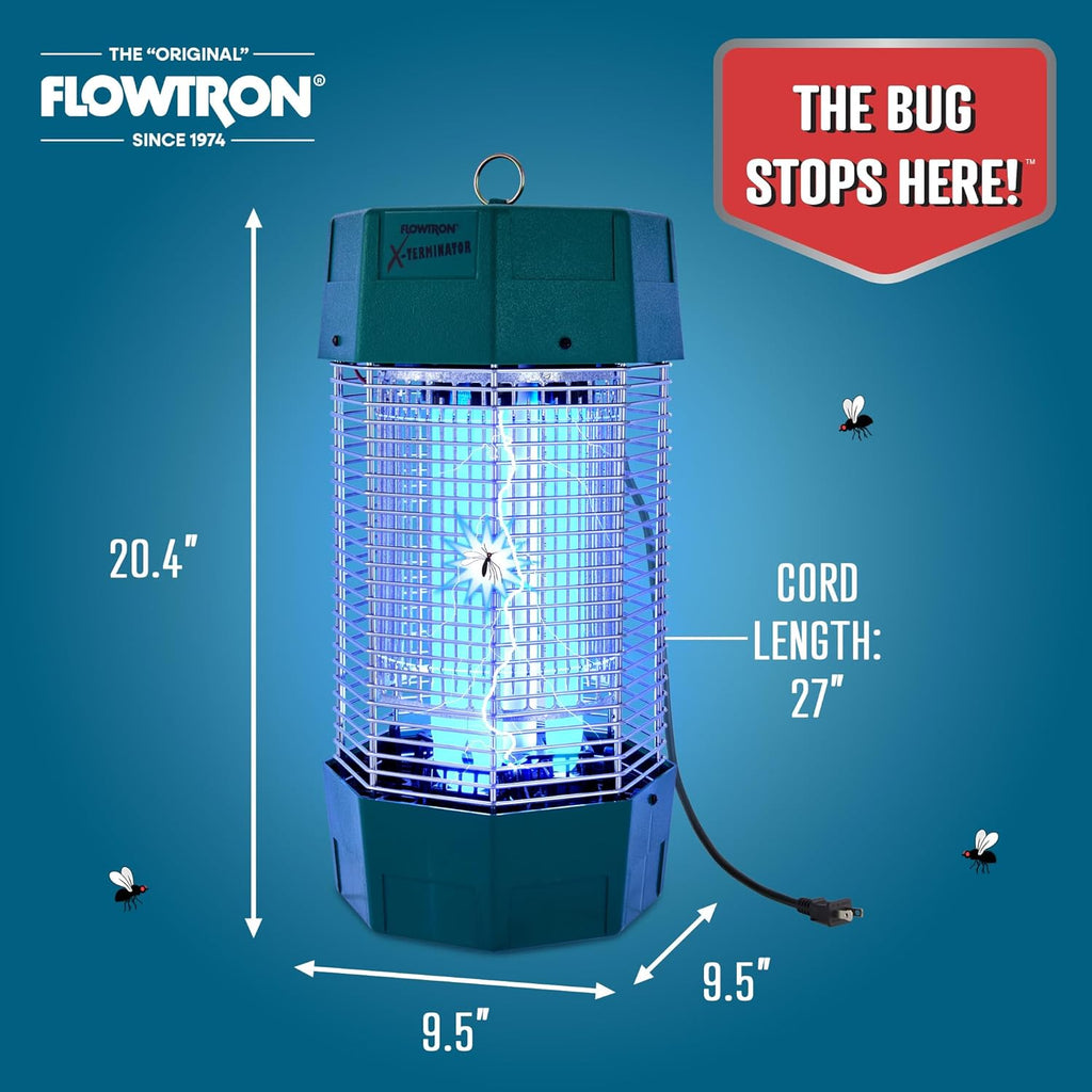 Flowtron Electric Bug Zapper 2 Acres Outdoor Insect Control with Dual Lure Method, 120W UV Light & Octenol Attractant for Fly & Mosquito, 5600V Kill Grid, Made in USA
