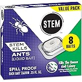 STEM Liquid Ant Baits, Kills The Queen and Colony, for Indoor Use, 12 Spill Proof Bait Stations