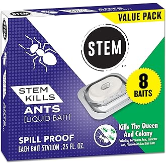 STEM Liquid Ant Baits, Kills The Queen and Colony, for Indoor Use, 12 Spill Proof Bait Stations
