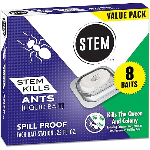STEM Liquid Ant Baits, Kills The Queen and Colony, for Indoor Use, 12 Spill Proof Bait Stations