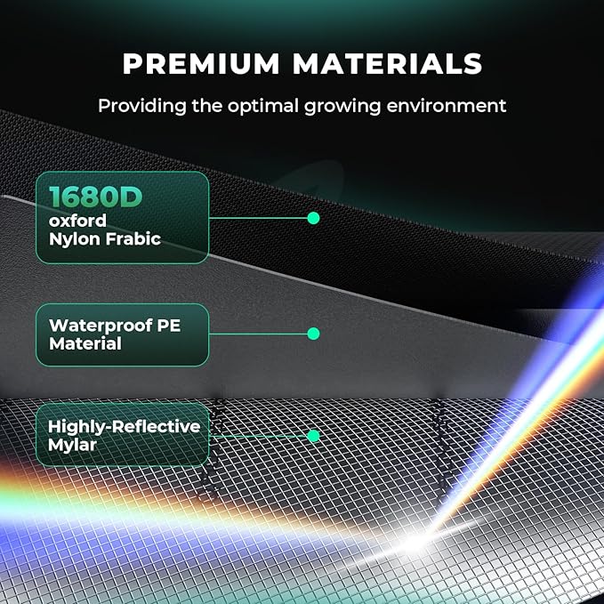 MARS HYDRO 4x2x6 Advanced Grow Tent, 48"x24"x71" High Reflective Mylar 1680D for Hydroponics Indoor Plant Growing, with Observation Window,Floor Tray and Smooth Zipper for TSL2000/SP3000
