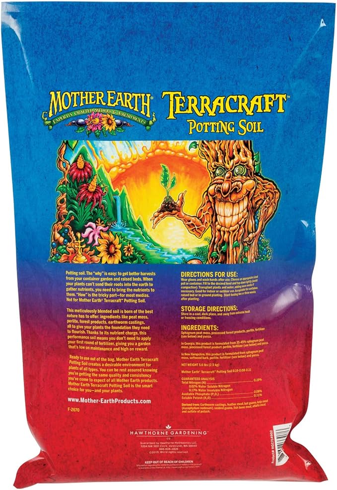 Mother Earth Products Terracraft Potting Soil, All Purpose Potting Soil For All Plants, Flowers, Vegetables And Tomatoes, 12 Qt., Natural