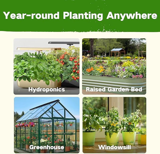 Lush&Dew Year-Round USDA Zone 7 Seed Bank, Gift for Mom Dad, 32 Varieties Non-GMO Heirloom Seeds of Vegetables Flowers, Gardening Gifts for Women Men, Survival Kit for Raised Garden Bed Greenhouse