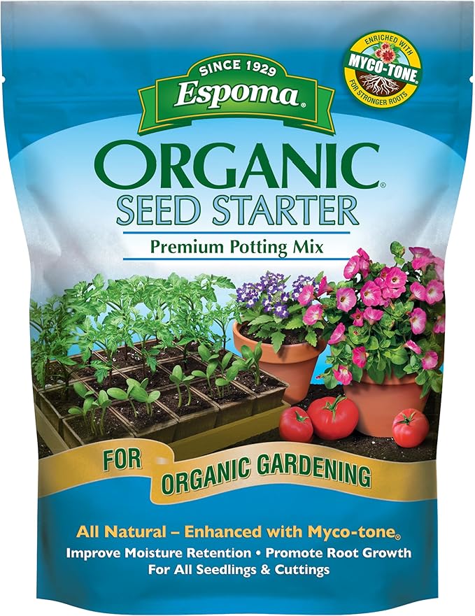 Espoma Organic Seed Starter Premium Potting Soil Mix - All Natural & Organic Seed Starting Mix with Mycorrhizae. for Organic Gardening, 8 qt, Pack of 1