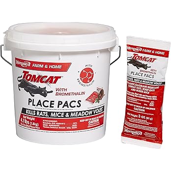 Tomcat Bromethalin Place Pacs Bait, Pest Control for Agricultural Buildings and Homes, Kill Rats and Mice