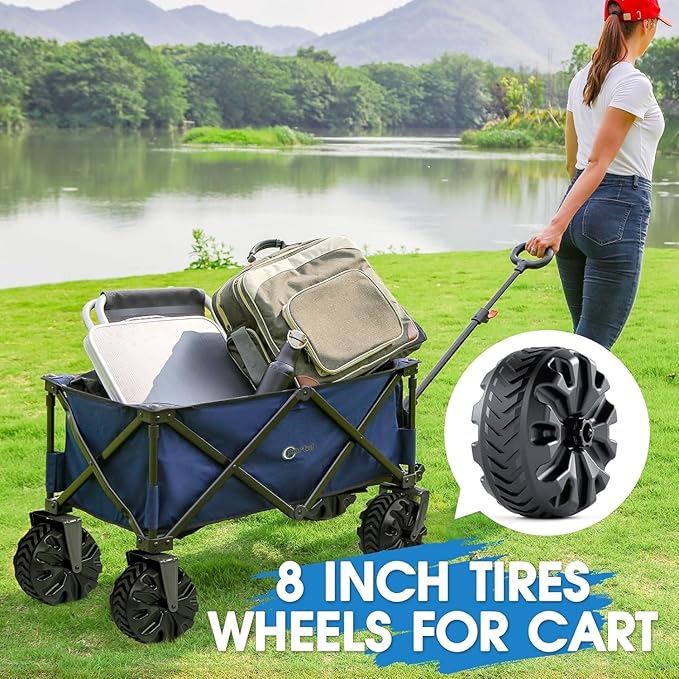 PORTAL Wagon Wheels Replacement 8" Diameter X 3.4" Wide for Utility Wagon Cart