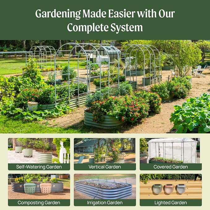 Vego garden Raised Garden Bed Kits, 17" Tall 9 in 1 8ft x 2ft Metal Raised Planter Bed Outdoor for Vegetables Flowers Ground Planter Box, Terra Cotta