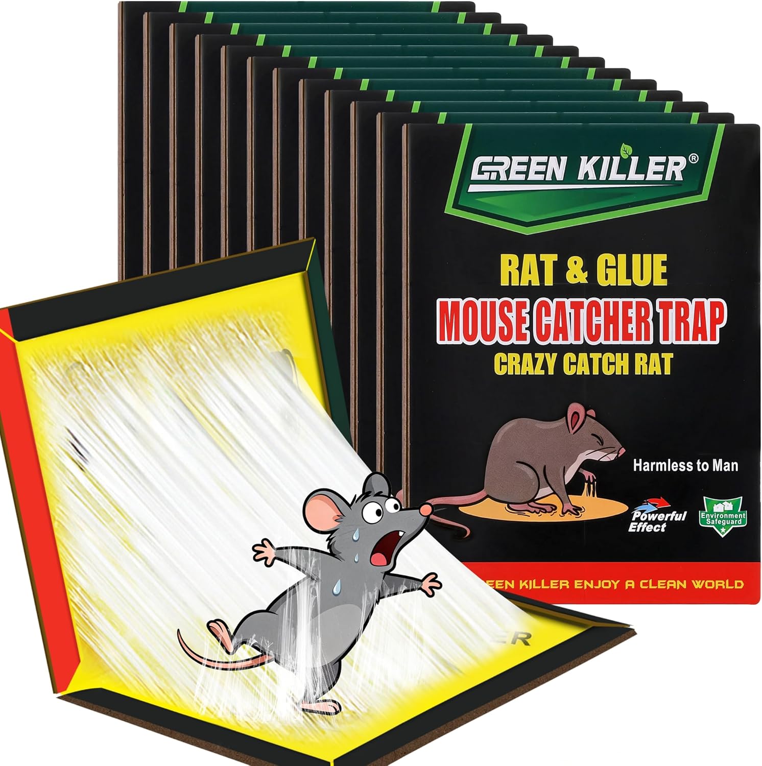 Ezoon 12 Pack Large Mouse Glue Traps with Enhanced Stickiness, Rat Snake Sticky Pad Board for House Indoor Outdoor, Easy to Set, Extra Large (8.3" x 12")