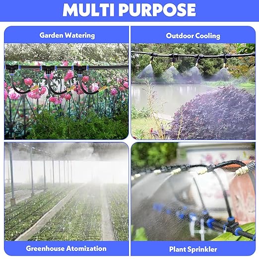 49.21Ft Drip Irrigation Kit, Garden Drip Irrigation System - 360° Adjustable Automatic Watering System with Brass Nozzles for Yard, Lawn, Greenhouse Plants