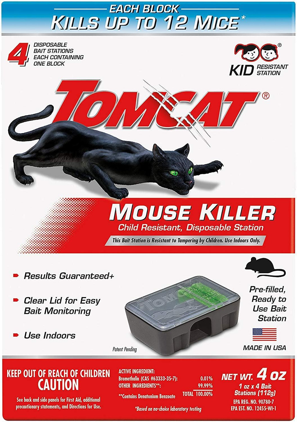 Tomcat Mouse Killer Child Resistant, Disposable Station, 2 Pre-Filled Ready-To-Use Bait Stations