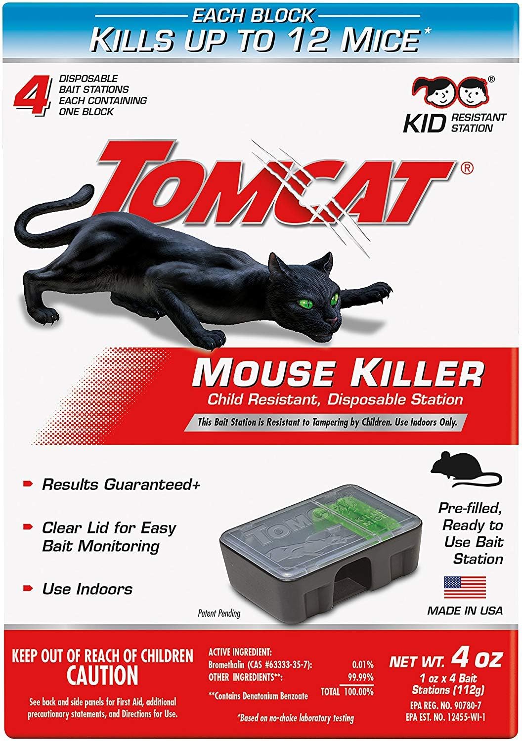 Tomcat Mouse Killer Child Resistant, Disposable Station, 2 Pre-Filled Ready-To-Use Bait Stations