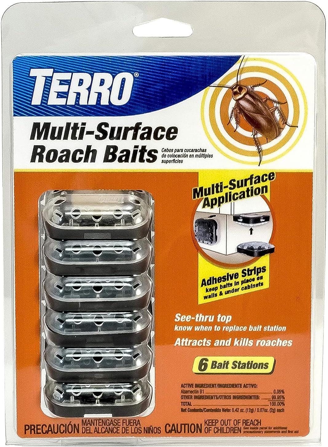TERRO T500SR Indoor Multi-Surface Roach Bait Stations - Indoor Roach Killer, 12 Bait Stations, Black