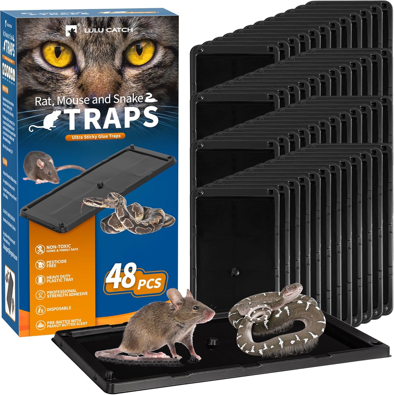 LULUCATCH Mouse Traps, 12 Pack Glue Traps, Pre-Baited Non-Toxic Bulk Mouse Traps Indoor for Home, Rat Traps Indoor for Mole, Mice, Snakes, Rodents, Pet Safe Pest Control