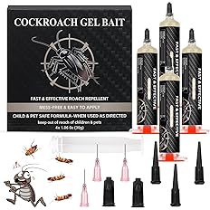 4 Tubes Cockroach Gel Bait for Home Indoor Outdoor, Powerful Roach Repellent Bait Trap Infestation Solution, Ready to Use Kitchen, Bathroom, Basement & Hidden Areas Pest Repellent