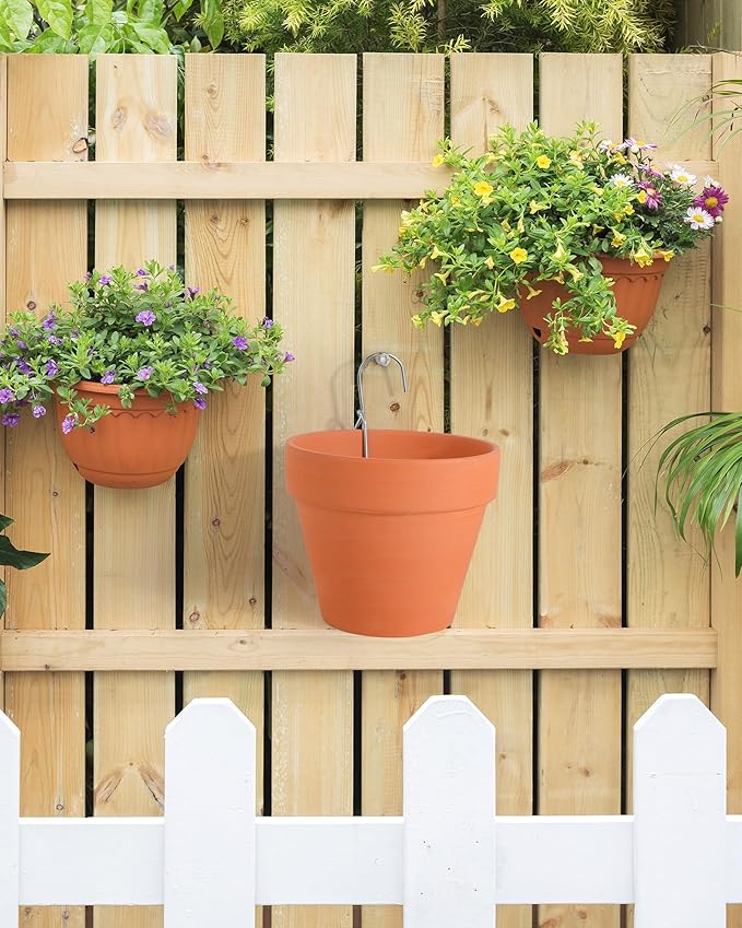 20 Packs Terracotta Pots Hanger Hooks,Sturdy Thick Stainless Steel Plant Hanger,Flower Pot Holders for Clay Pots,Wall and Fence Mounted Plant Holder,Terra Cotta Pot Hanging Holders(Side Hang,20Pack)