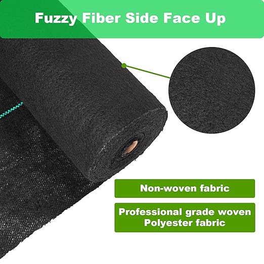 5FTx300FT Heavy Duty Weed Barrier Landscape Fabric for Outdoor Gardens, 5.8oz Non Woven Weed Blocker Fabric, Garden Landscaping Fabric Roll, Black Weed Block Gardening Mat, Weed Control Fabric