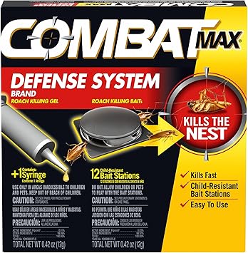 Combat Max Defense System Brand, Small Roach Killing Bait and Gel, 12 Count