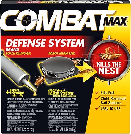 Combat Max Defense System Brand, Small Roach Killing Bait and Gel, 12 Count