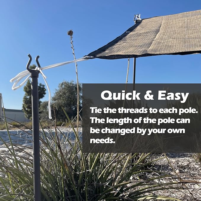 4-Pack of Posts with A 4' x 2' Sunshade Cover for Plants – 50% Shade Cloth with Stainless-Steel Grommets for Garden Sun Shade, Greenhouse, Chicken Coop, Dog Kennel