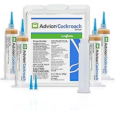 Advion Cockroach Gel Bait, 4 Tubes x 30-Grams, 1 Plunger and 2 Tips, Indoor and Outdoor Use, Roach Killer Gel for American, German and Other Major Cockroach Species (2 Pack)