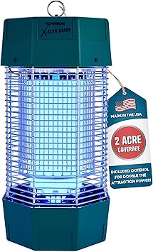 Flowtron Electric Bug Zapper 2 Acres Outdoor Insect Control with Dual Lure Method, 120W UV Light & Octenol Attractant for Fly & Mosquito, 5600V Kill Grid, Made in USA
