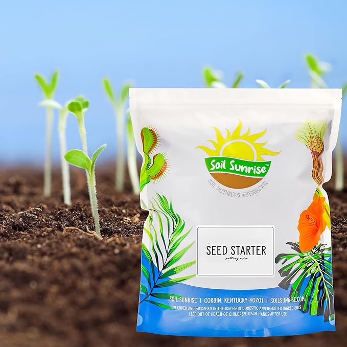 Soil Sunrise All Natural Seed Starting Mix (8 Quarts) Expert Grade Seed Starter Potting Mix, Start Herbs, Vegetables, and Other Grass