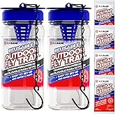Glovv Fly Traps Outdoor Hanging with Bait, 6 Pack Disposable Flies Bags Hunter Ranch Trap, Control Bug Catcher Killer Repellent for Stable Horse Barn & Farm