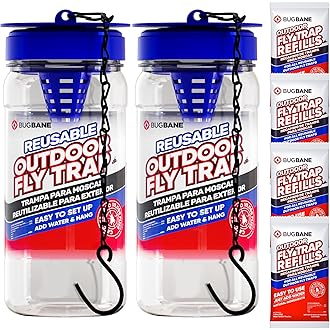 Glovv Fly Traps Outdoor Hanging with Bait, 6 Pack Disposable Flies Bags Hunter Ranch Trap, Control Bug Catcher Killer Repellent for Stable Horse Barn & Farm