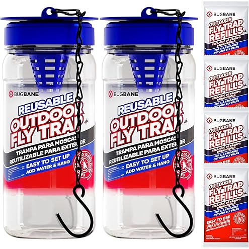 Glovv Fly Traps Outdoor Hanging with Bait, 6 Pack Disposable Flies Bags Hunter Ranch Trap, Control Bug Catcher Killer Repellent for Stable Horse Barn & Farm
