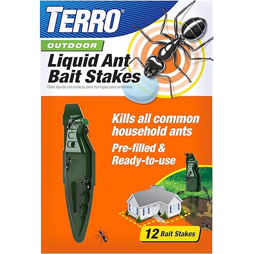 TERRO T1804-6 Outdoor Ready-to-Use Liquid Ant Bait Killer and Trap - Kills Common Household Ants - 4 Bait Stations