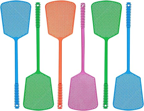 Fly Swatter Durable Plastic Heavy Duty Set, 6 Pack Colorful Can be Suspended Long Handle Flyswatter, Non-Slip Fly Swatter for Indoors, Classroom,Office and Outdoor