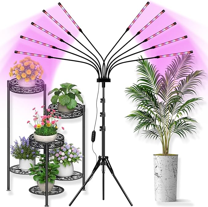 LED Grow Lights for Indoor Plants, [ ] Full Spectrum Grow Light 8 in1, Auto On/Off Timing 4/8/12H, Plant Lights for Indoor Growing (Red+Blue+White)
