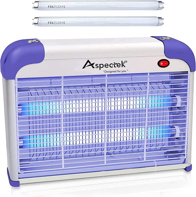 ASPECTEK 20W Indoor Bug Zapper, Insect Killer, Powerful UV Lamp Attracts Flying Insects Like Mosquito, Fungus Gnat, Moth, 2800V Includes 2 Replacement Bulbs