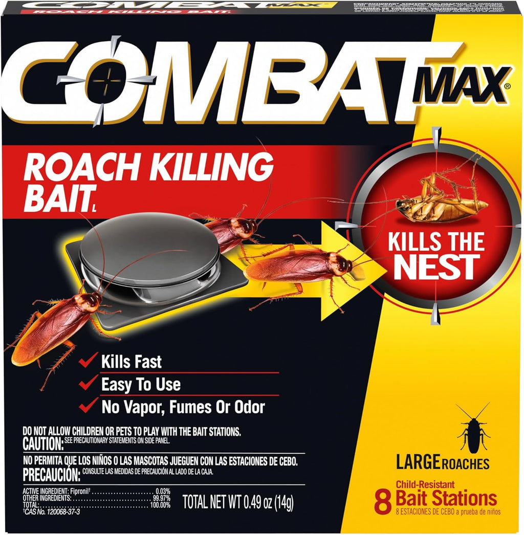 Combat Max 12 Month Roach Killing Bait, Small Roach Bait Station, Child-Resistant, 18 Count
