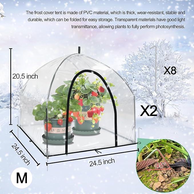 24.5″ *24.5″ *20.5″, Mini Greenhouse Winter Plant Warm Covers - Raised Bed Cover for Seed Starting, Warm Tent Freeze Protection Humidity Domes for Gardening & Winter Shelter and Protecting Plants 2pcs
