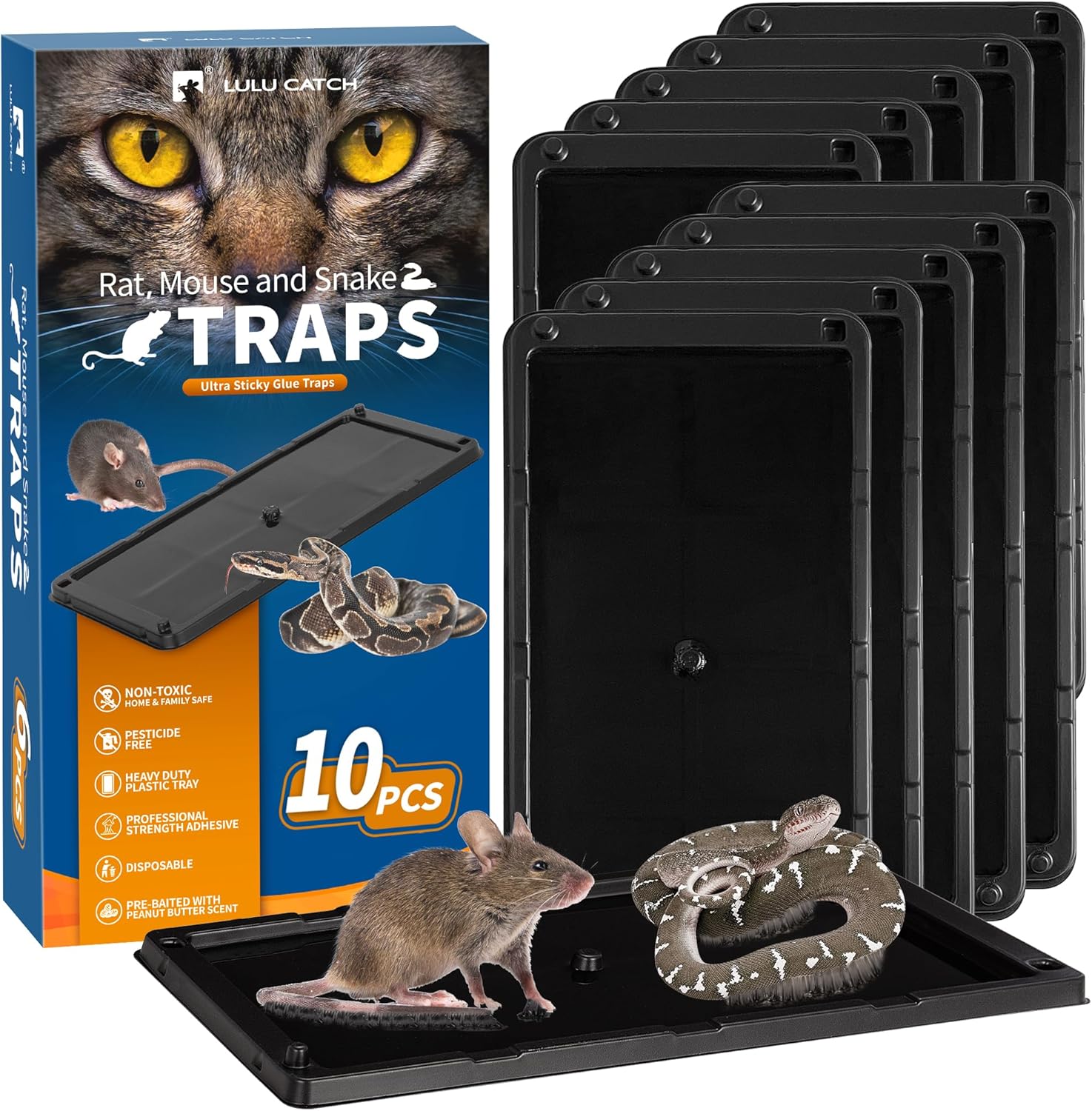 LULUCATCH Mouse Traps, 12 Pack Glue Traps, Pre-Baited Non-Toxic Bulk Mouse Traps Indoor for Home, Rat Traps Indoor for Mole, Mice, Snakes, Rodents, Pet Safe Pest Control