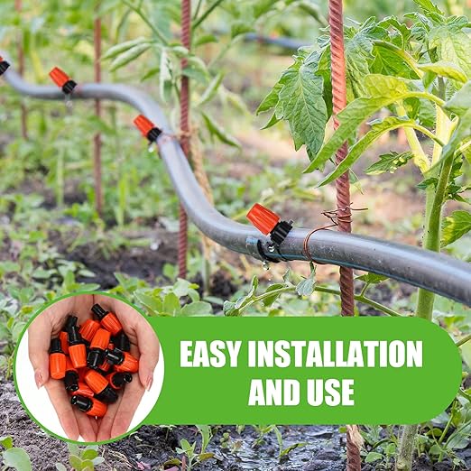 Yaomiao 394 ft Drip Irrigation System Kit, 1/2 Inch Hose 1/4 Inch Distribution Tubing Drip Emitters Adjustable Misting Nozzle Barbed Fittings Patio Misting Plant Watering System for Garden Yard Lawn