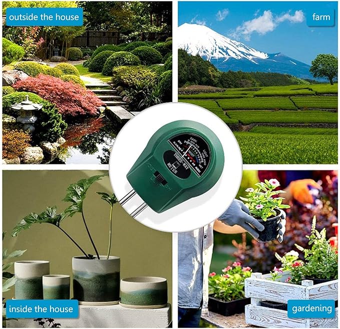 Z/C Soil pH Meter | Soil Tester for Light, pH, Moisture | Multifunctional Soil Meter, Soil Sensor for Plant Lawn Garden Care, Soil Thermometer for Gardening