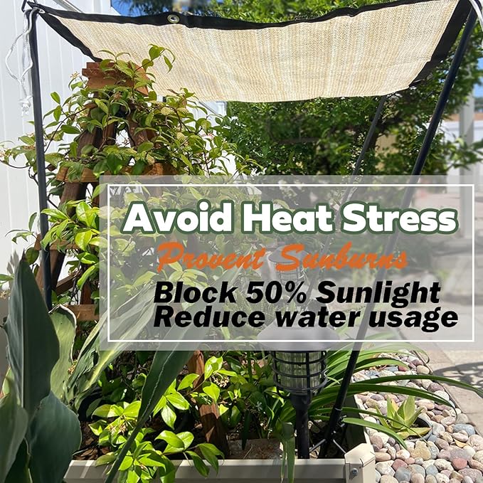 4-Pack of Posts with A 4' x 2' Sunshade Cover for Plants – 50% Shade Cloth with Stainless-Steel Grommets for Garden Sun Shade, Greenhouse, Chicken Coop, Dog Kennel