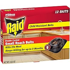 Raid Double Control Small Roach Baits, Child Resistant, For Indoor Use, Kills Roaches for 3 Months, 12 Count